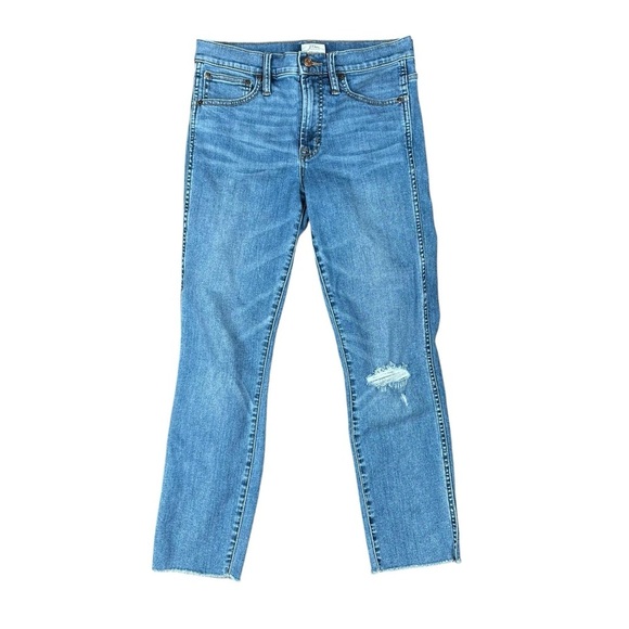 J.Crew Womens Size 27 Vintage Straight Jeans Distressed Raw Hem Mid Rise Classic - Picture 1 of 11